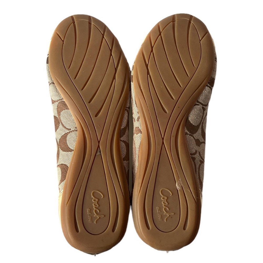 Coach Brown Signature Canvas Gold Cap-Toe Ballet Flats - Picture 8 of 11